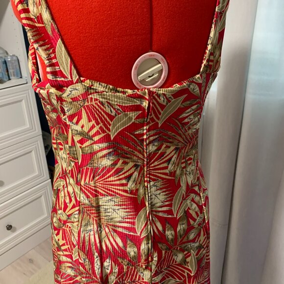Homemade Red/Gold Floral Summer Dress - Picture 2 of 6